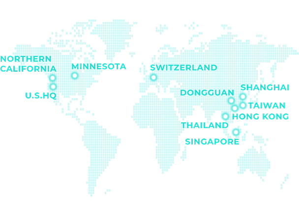ユニオンツールのグローバル拠点を示す世界地図（北米、ヨーロッパ、アジアの各拠点が表示されている）